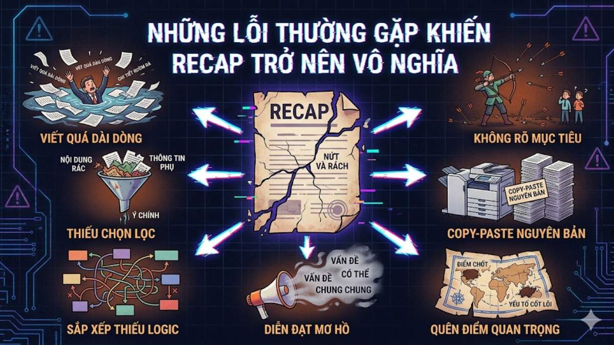 Các lỗi cần tránh khi học Cách viết recap để hiểu đúng recap là gì.