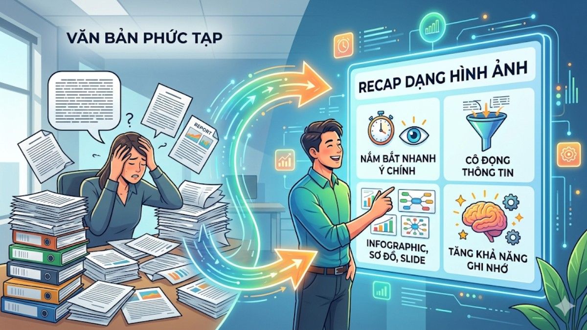 So sánh văn bản phức tạp và recap là gì dạng hình ảnh giúp nắm bắt ý chính.
