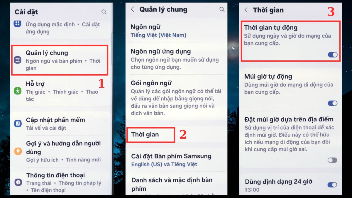 Đặt lại ngày giờ tự động khắc phục Lỗi WiFi Samsung
