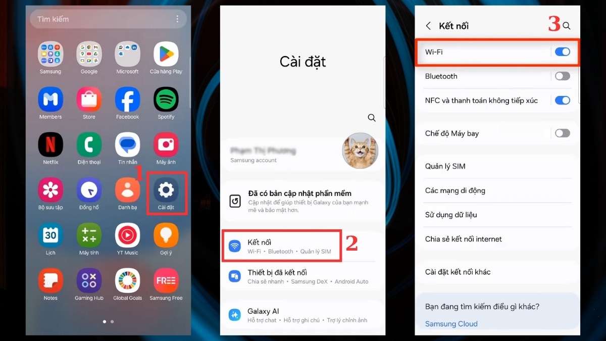 Quên mạng Wifi và kết nối lại trên Samsung