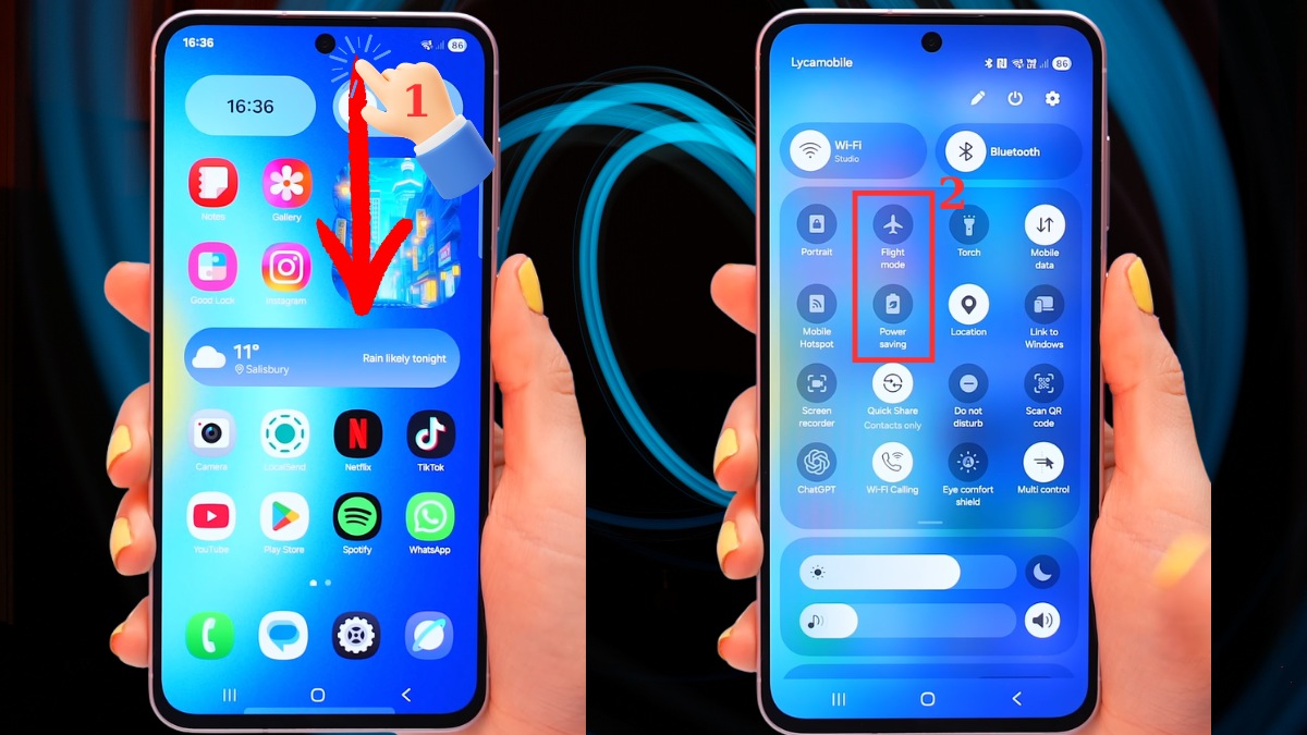 Tắt chế độ máy bay và tiết kiệm pin để xử lý Lỗi WiFi Samsung