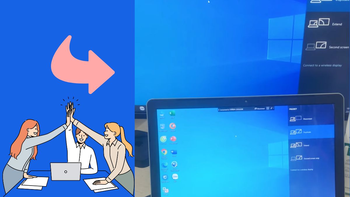 Hình ảnh màn hình laptop đã được chia sẻ màn hình thành công sang TV, cho thấy kết quả của việc kết nối laptop với TV để trình chiếu hoặc làm việc trên màn hình lớn.