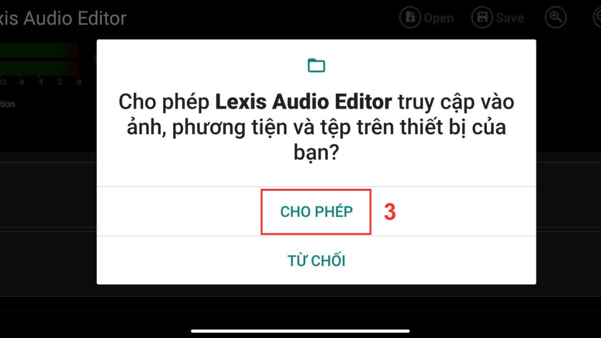 Cho phép ứng dụng truy cập tệp để tách âm thanh khỏi video trên điện thoại Android.