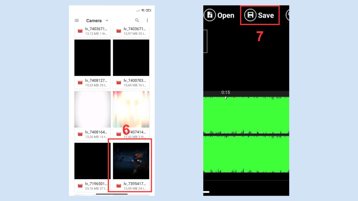 Giao diện sóng âm thanh trong Lexis Audio Editor Android để tách âm thanh khỏi video trên điện thoại.