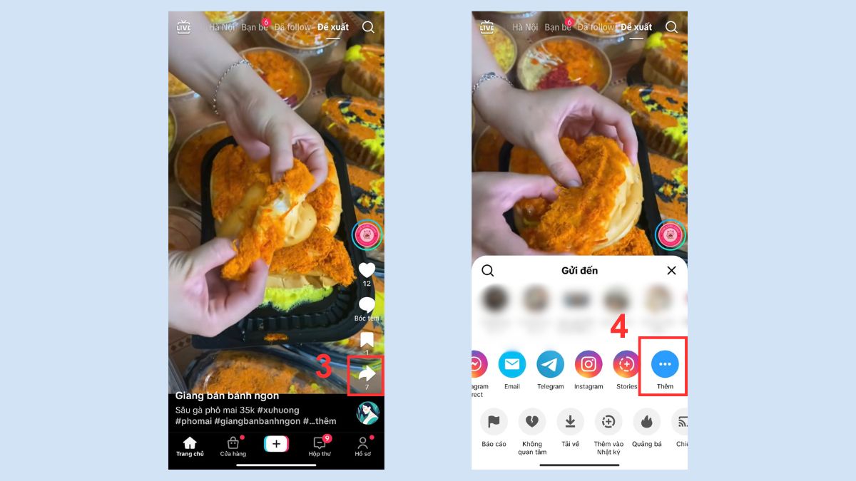 Mở tùy chọn chia sẻ để tách âm thanh khỏi video trên điện thoại qua SnapTik.
