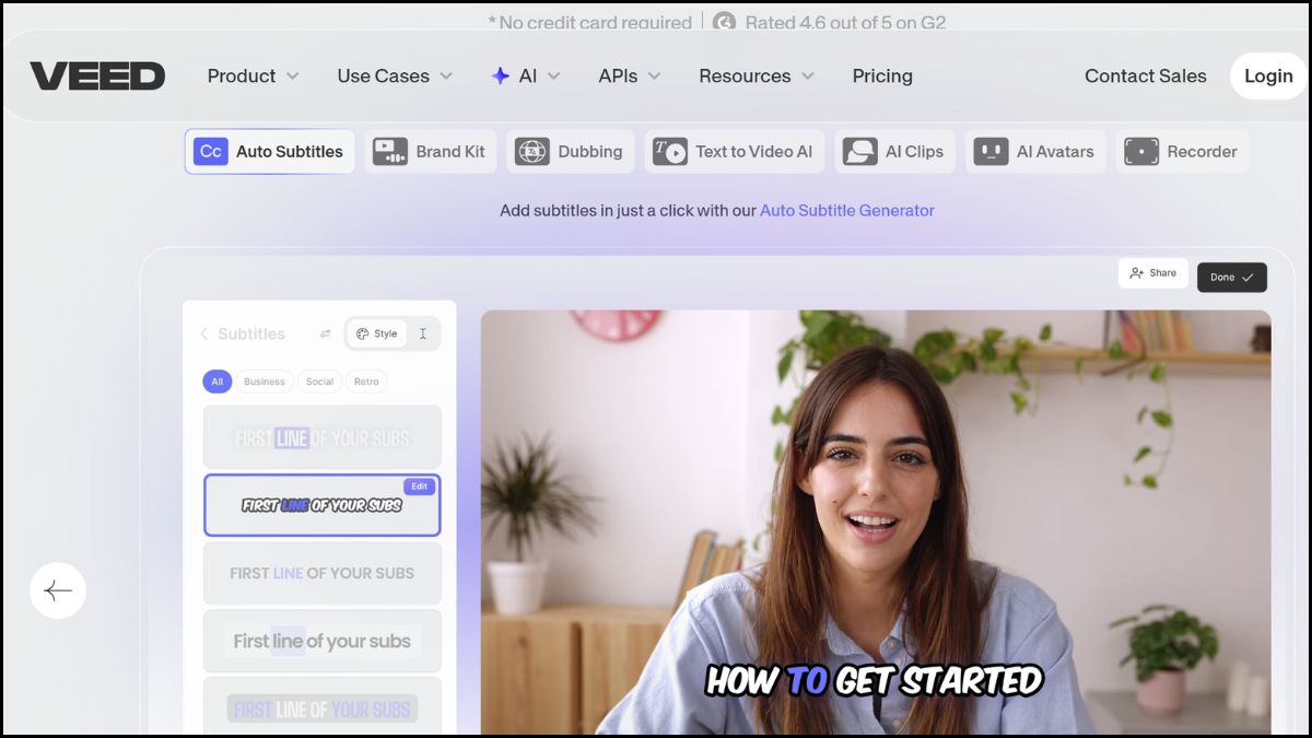 Giao diện Veed.io hỗ trợ tách âm thanh khỏi video trên điện thoại trực tuyến tiện lợi.