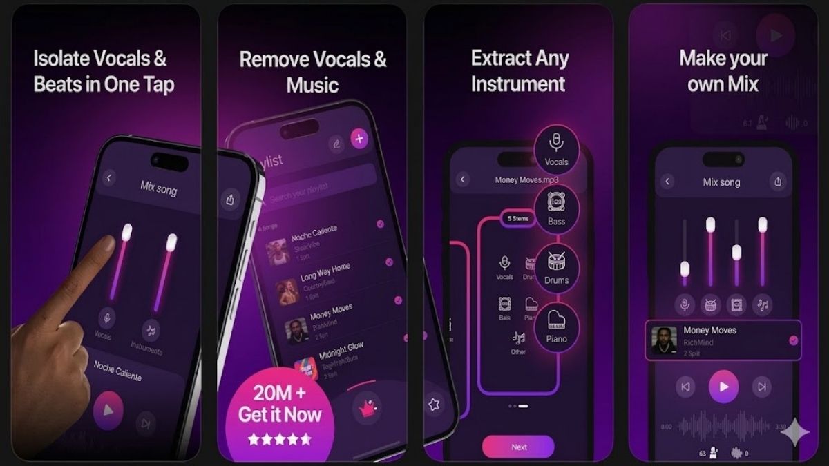 Giao diện xử lý tạo bản phối karaoke của AI Vocal Remover, app tách nhạc và lời trên iphone.