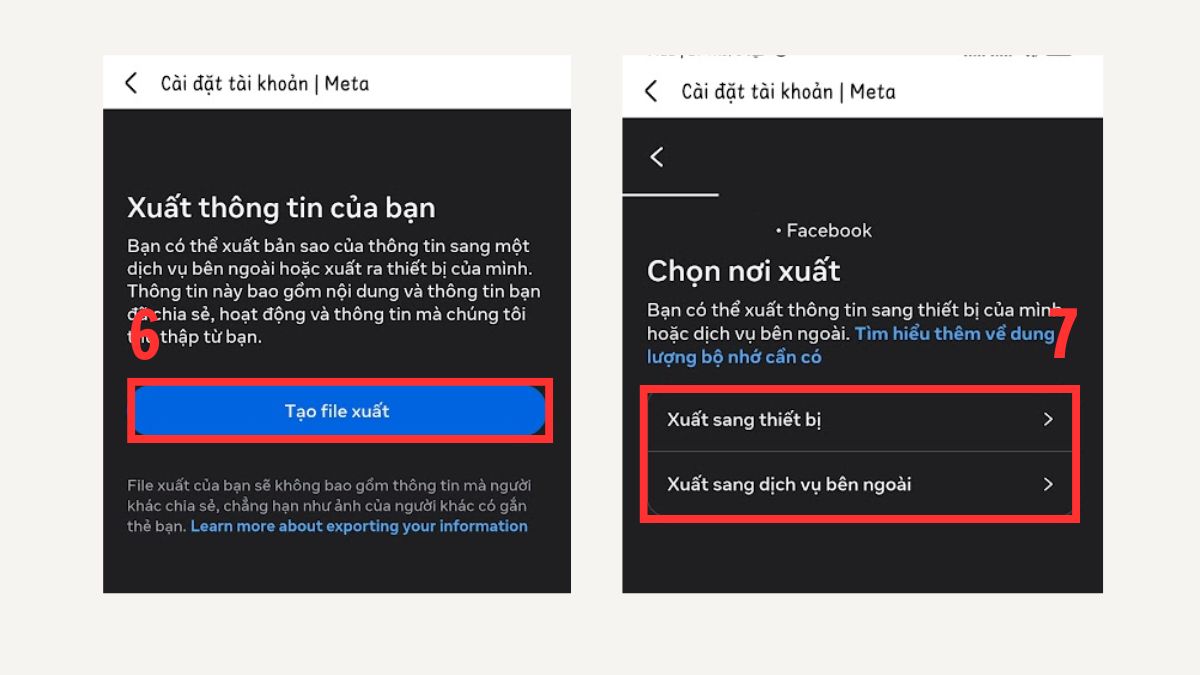 Chọn nơi xuất file để tìm tin nhắn trên messenger theo ngày bằng điện thoại.