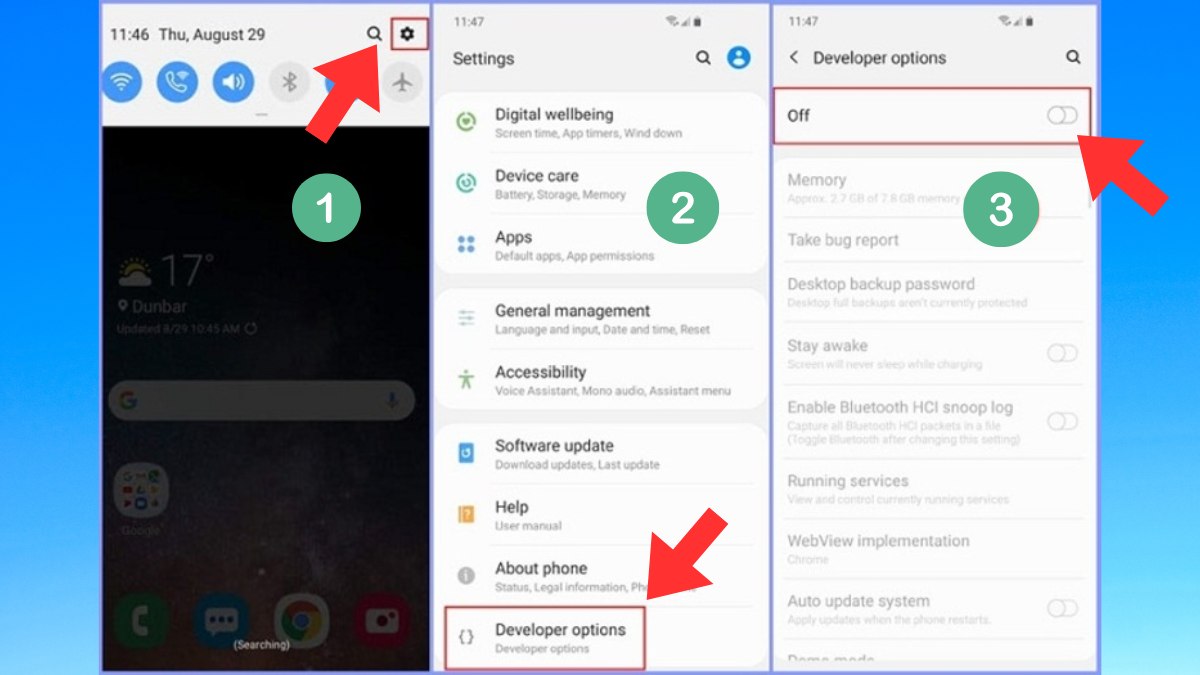 Hướng dẫn cách tắt tùy chọn nhà phát triển android trong menu cài đặt để đưa thiết bị về trạng thái mặc định.