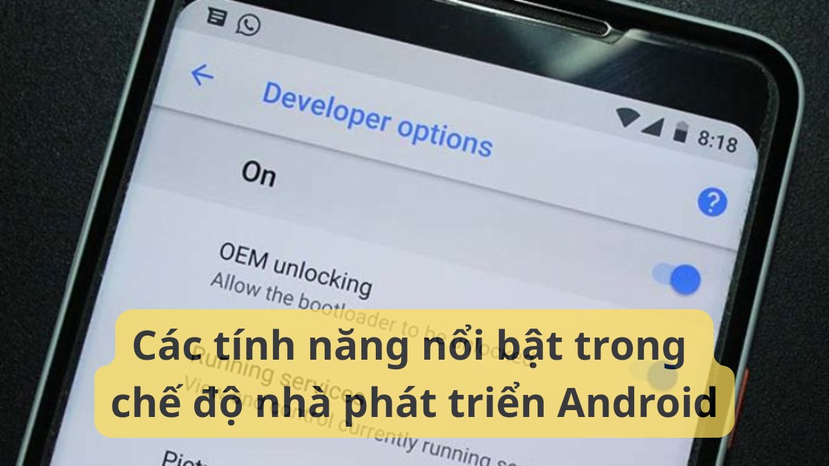 Tổng hợp các tính năng nổi bật trong chế độ nhà phát triển android (tùy chọn developer) như OEM unlocking và gỡ lỗi USB.