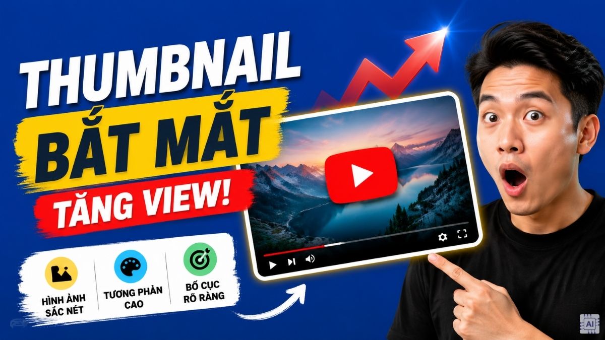 Thiết kế hình thu nhỏ thumbnail bắt mắt giúp tăng view youtube hiệu quả.