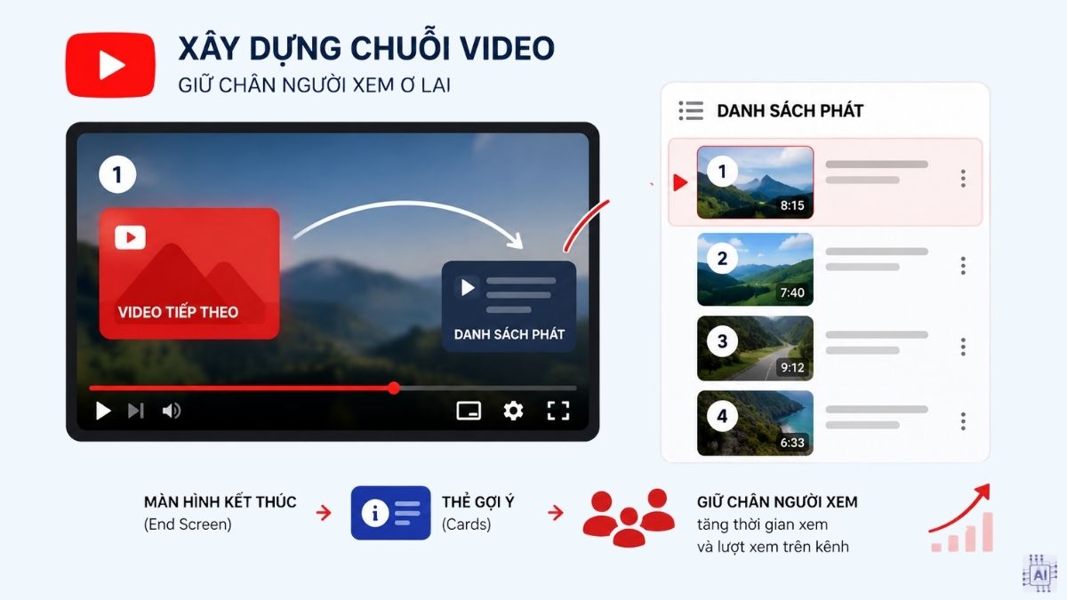 Tạo danh sách phát và video liên quan là cách tăng view youtube.