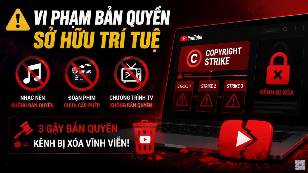 Nguy cơ bị xóa kênh do dính gậy bản quyền khi tăng view youtube.