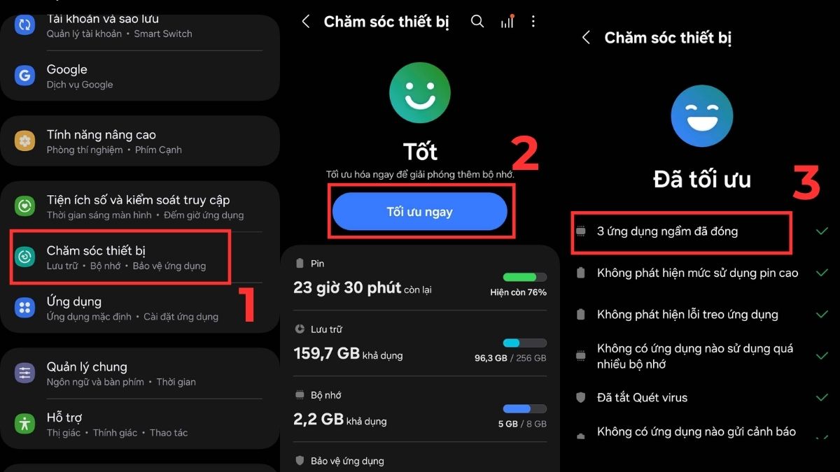 cách khắc phục điện thoại Samsung tụt pin nhanh bằng cách tắt ứng dụng chạy ngầm; tại sao điện thoại samsung nhanh hết pin