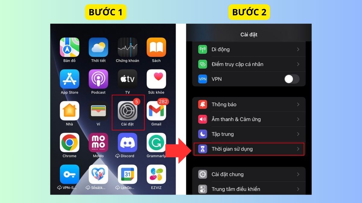 Vào Thời gian sử dụng sửa tại sao không xem được youtube trên iphone.