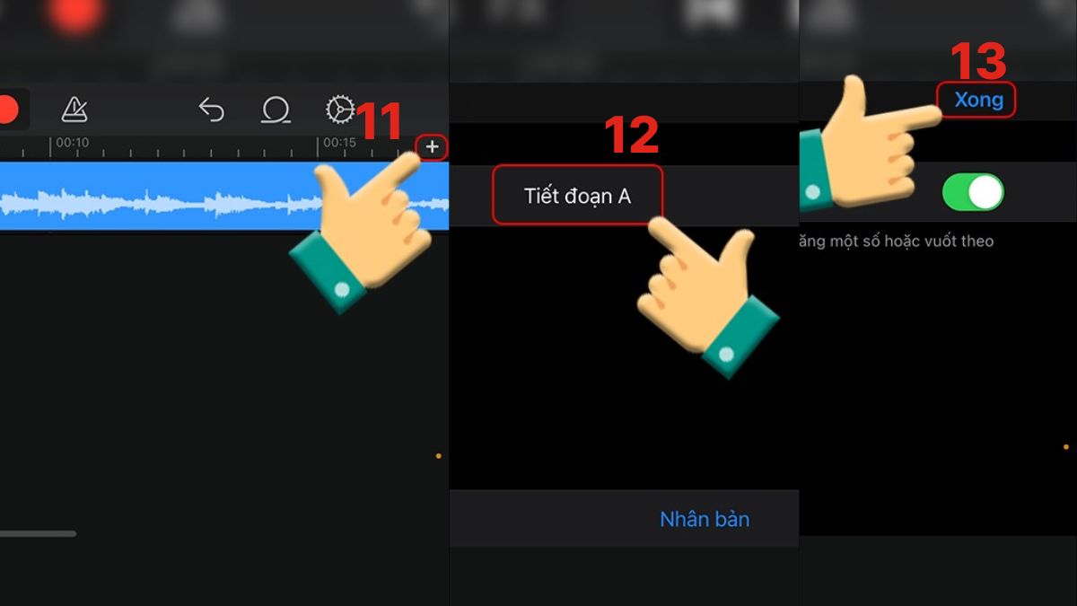 Thiết lập Tiết đoạn A trên GarageBand để hỗ trợ tải nhạc chuông iphone 13.