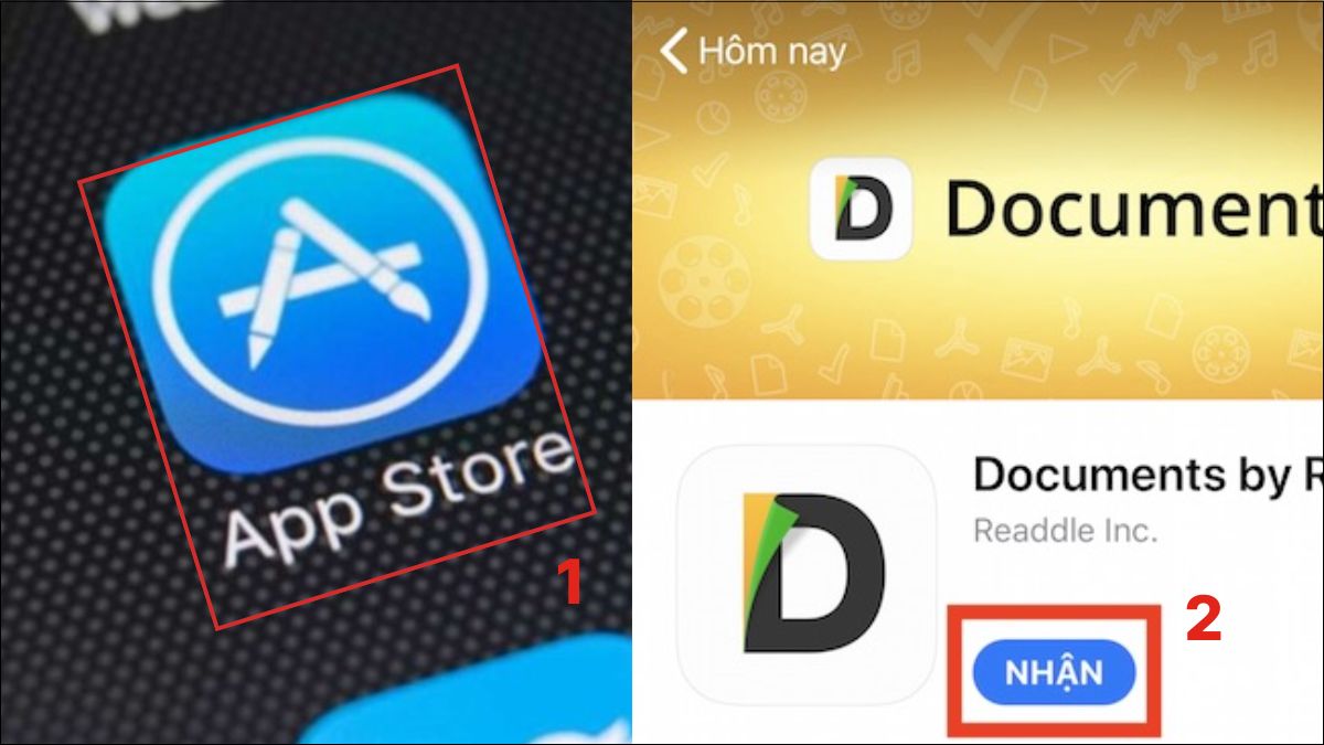 Tìm kiếm và tải ứng dụng Documents trên App Store để tải nhạc chuông iphone 13.