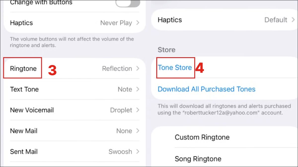 Truy cập Tone Store trong phần Ringtone nhằm tải nhạc chuông iphone 13.