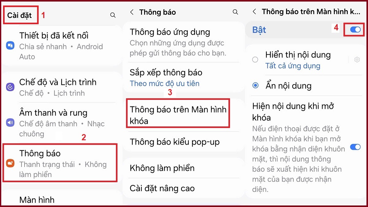 Hướng dẫn cách tắt thông báo của hệ thống Android trên màn hình khóa điện thoại.