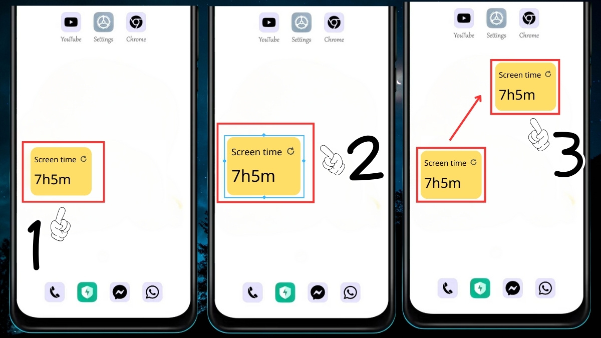 Cách tạo widget cho Android và điều chỉnh kích thước widget bằng cách kéo các cạnh viền cho phù hợp với bố cục màn hình.