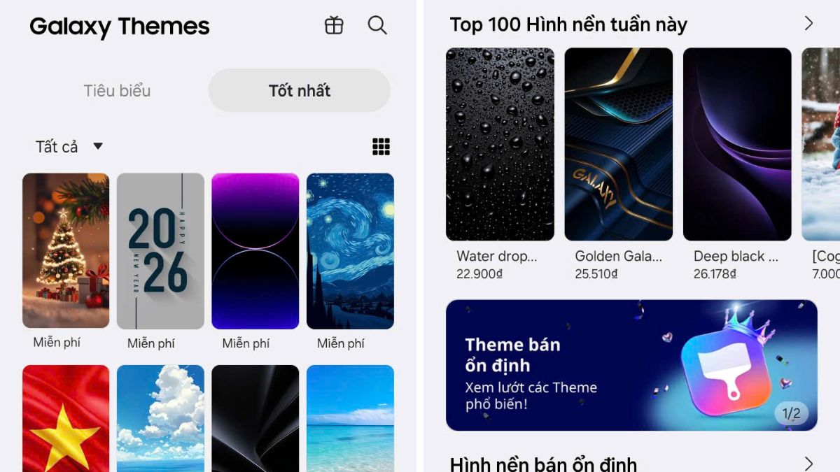 Kho hình nền chất lượng cao trên Galaxy Themes để thay đổi hình nền điện thoại Samsung