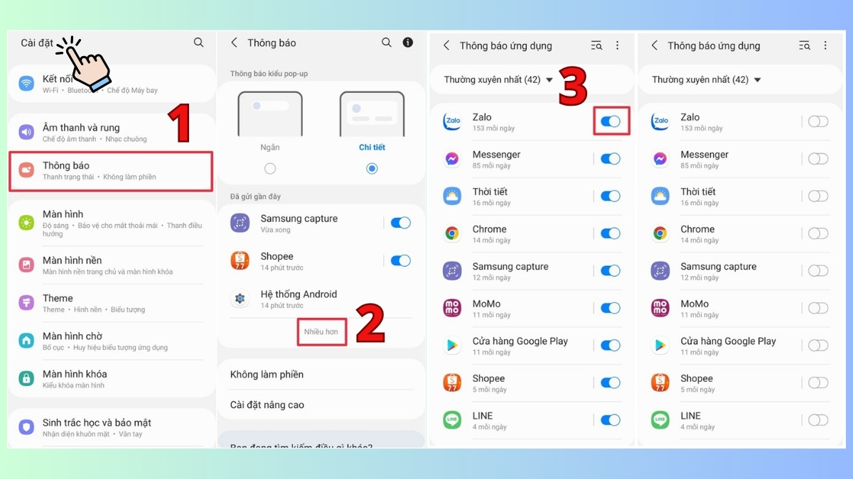 cách tiết kiệm pin samsung tắt các thông báo không cần thiết