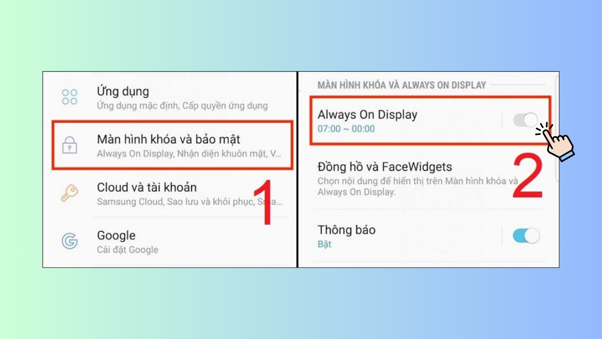 cách tiết kiệm pin samsung tắt Always On Display (AOD)