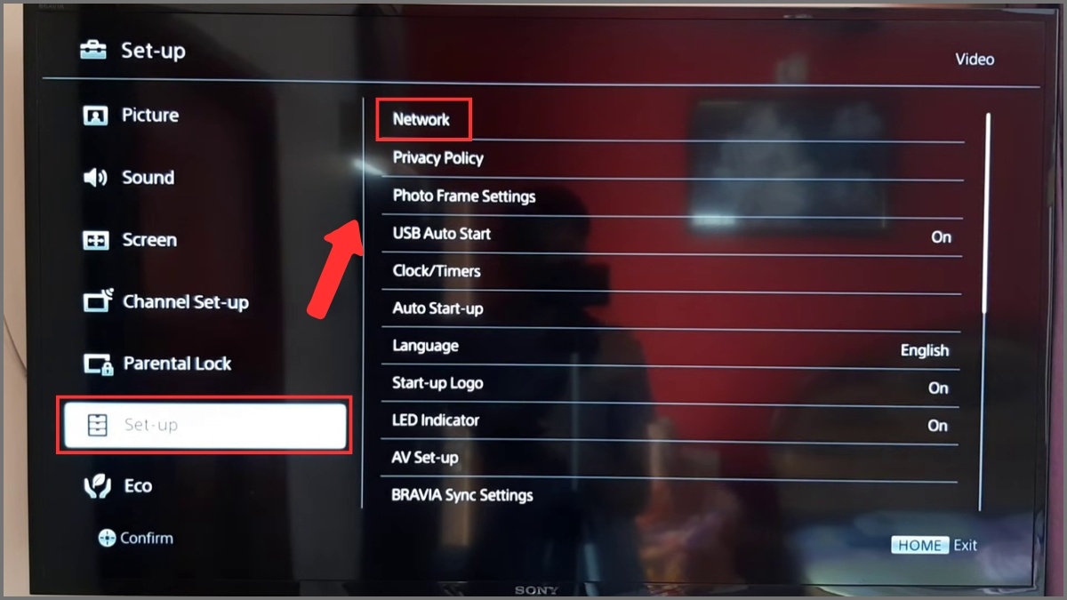Vào mục Mạng Network sửa lỗi tivi sony không vào được youtube.