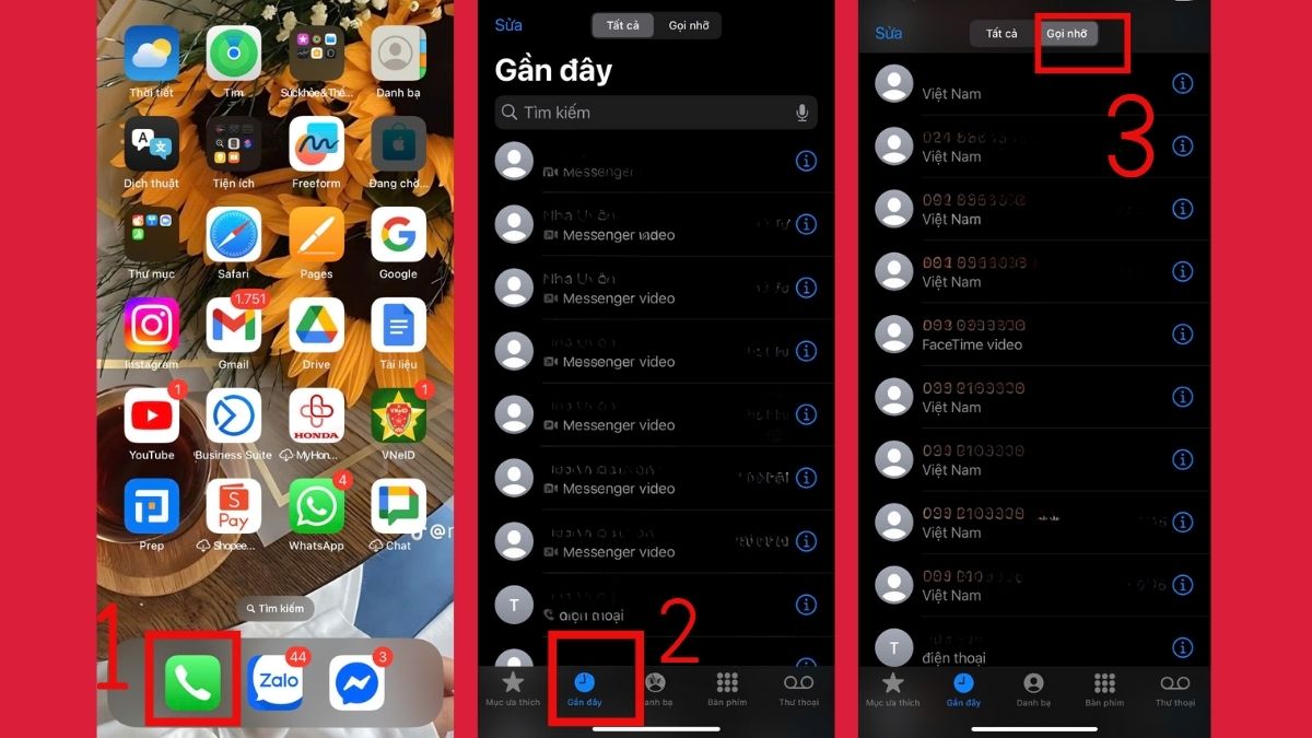 Kiểm tra cuộc gọi đến trực tiếp trên ứng dụng Điện thoại
