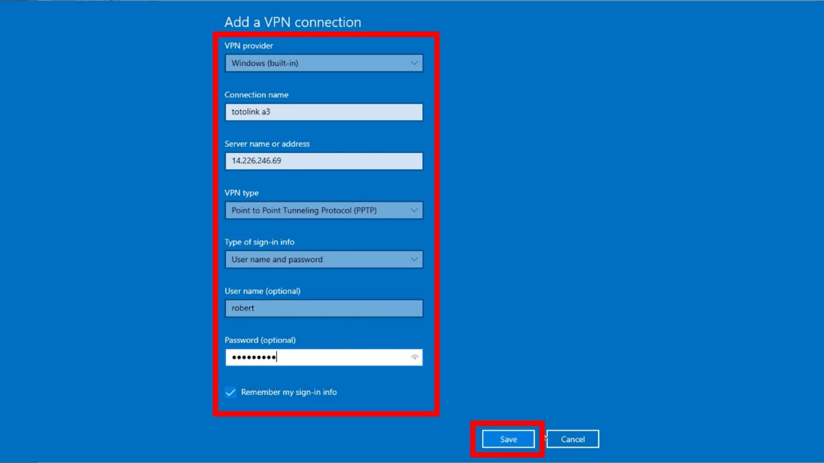 Giao diện cấu hình vpn trên máy tính để kết nối vpn là gì.