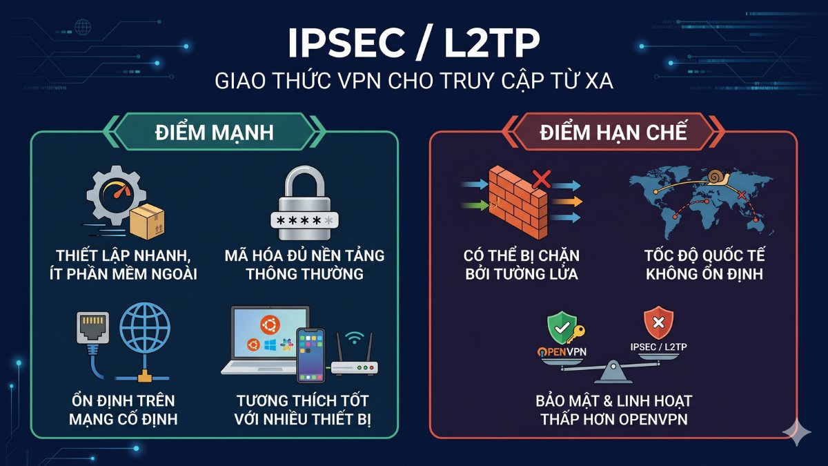 Đồ họa kết nối vpn là gì đối với giao thức IPSec và L2TP.