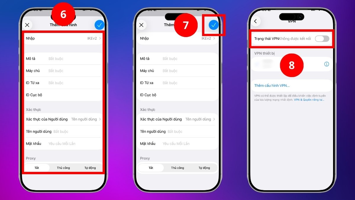 Các bước nhập thông tin cấu hình vpn giúp giải thích vpn là gì.
