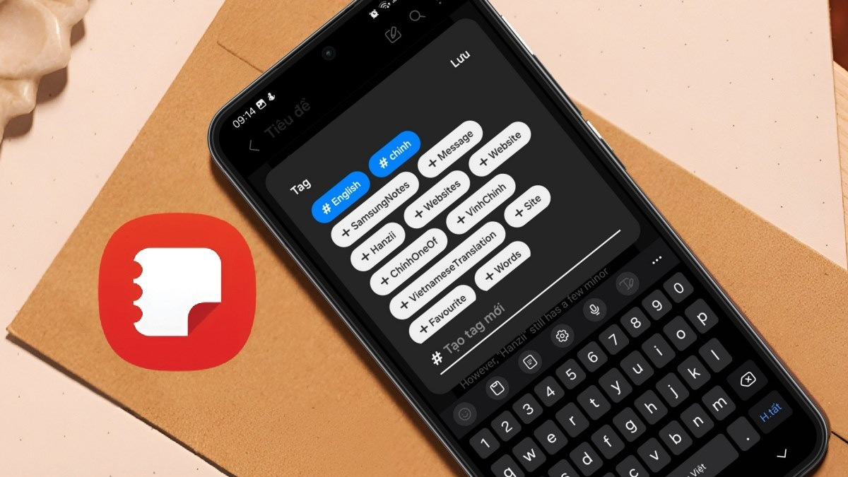 widget tốt nhất cho Android để ghi chú: Giao diện Samsung Notes với các thẻ tag, là một trong những widget đẹp cho Android tiện lợi.