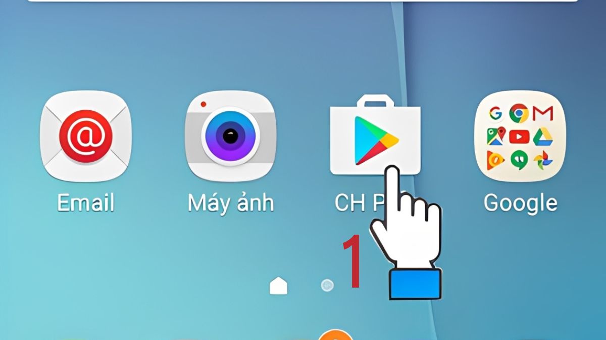 Hướng dẫn bước 1 cách thêm phương thức thanh toán mới: Nhấn vào biểu tượng CH Play để bắt đầu.