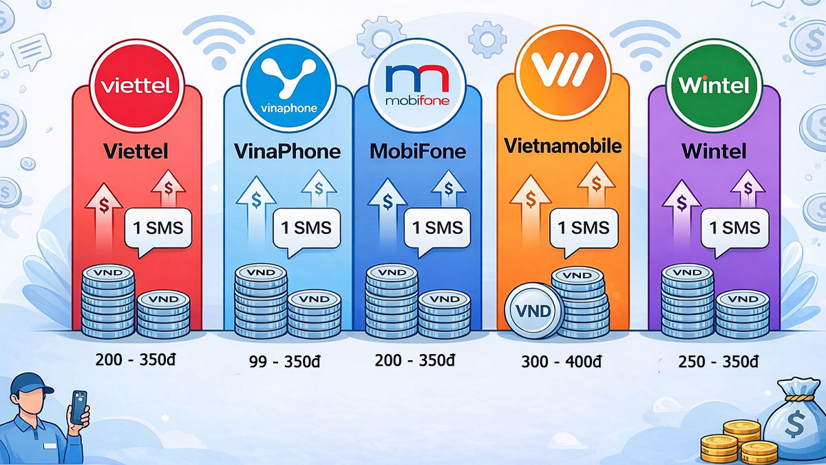 1 tin nhắn SMS bao nhiêu tiền tùy từng nhà mạng