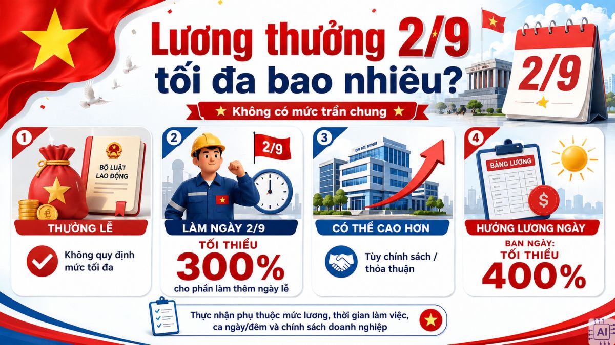 2/9 có được thưởng không? Mức lương thưởng tối đa