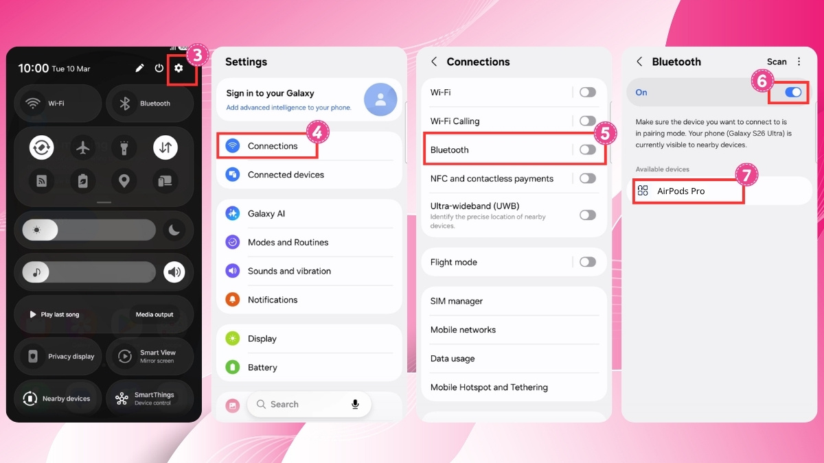 AirPod có kết nối được với Samsung không? Cách kết nối bước 3, 4