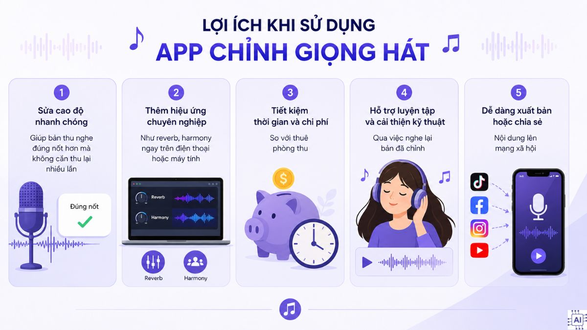 Lợi ích của app chỉnh giọng hát