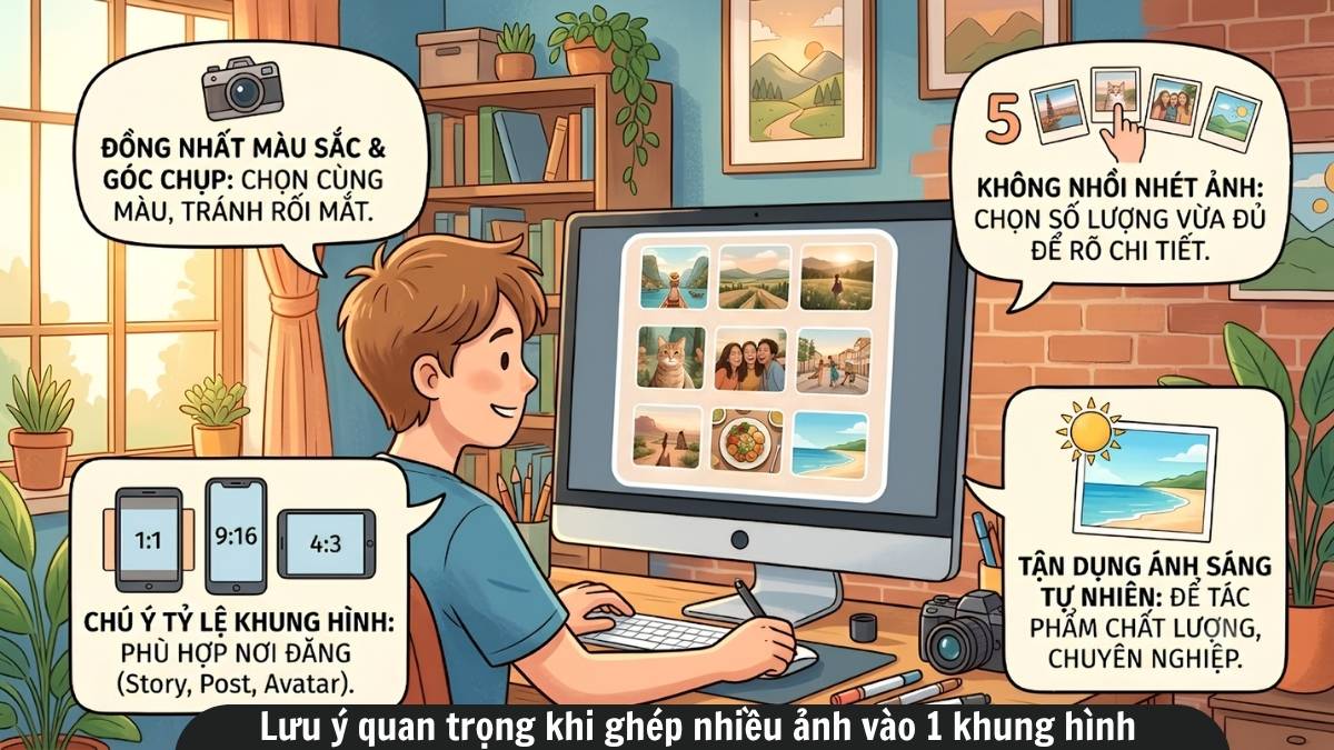 Cách sử dụng app ghép nhiều ảnh vào 1 khung và lưu ý