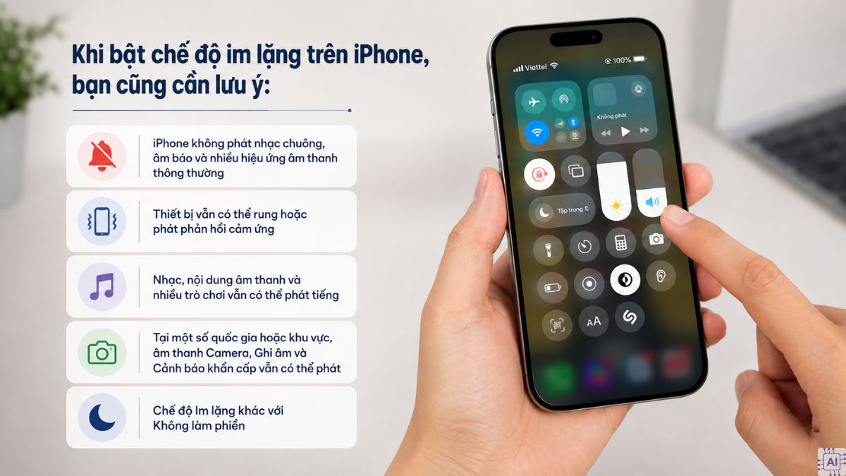 Các ảnh hưởng khi bật chế độ im lặng trên iPhone