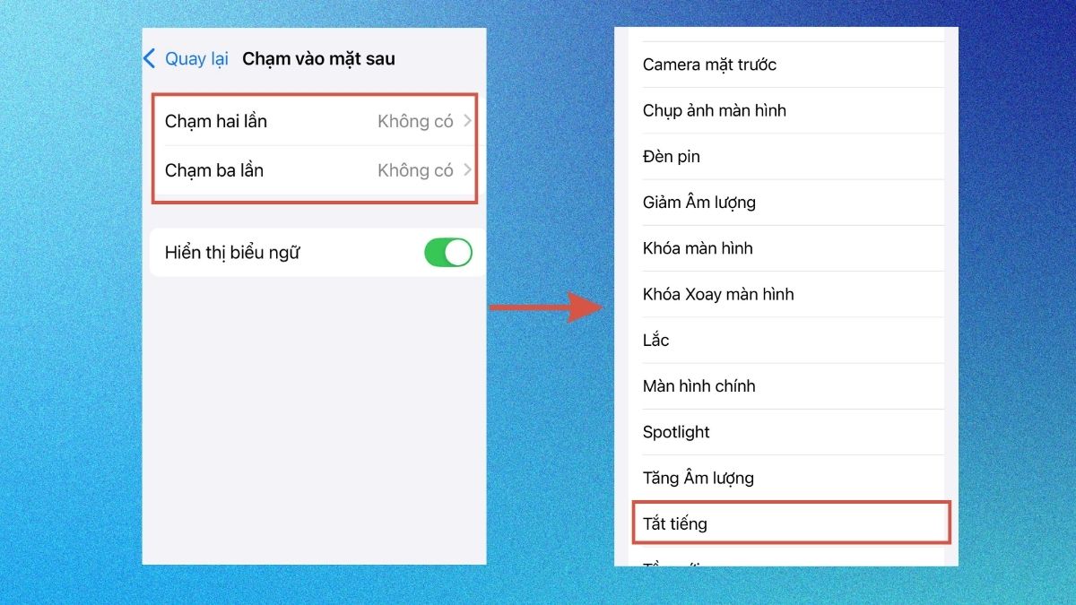 Bật chế độ im lặng trên iPhone bằng tính năng Chạm vào mặt sau bước 3