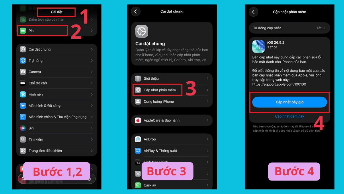 Cách bật đèn pin iPhone - Cập nhật iOS trong trường hợp không bật được