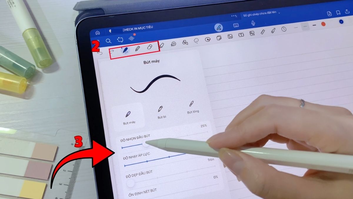 Cách dùng Goodnotes 6 tối ưu - Tối ưu nét viết bước 2, 3