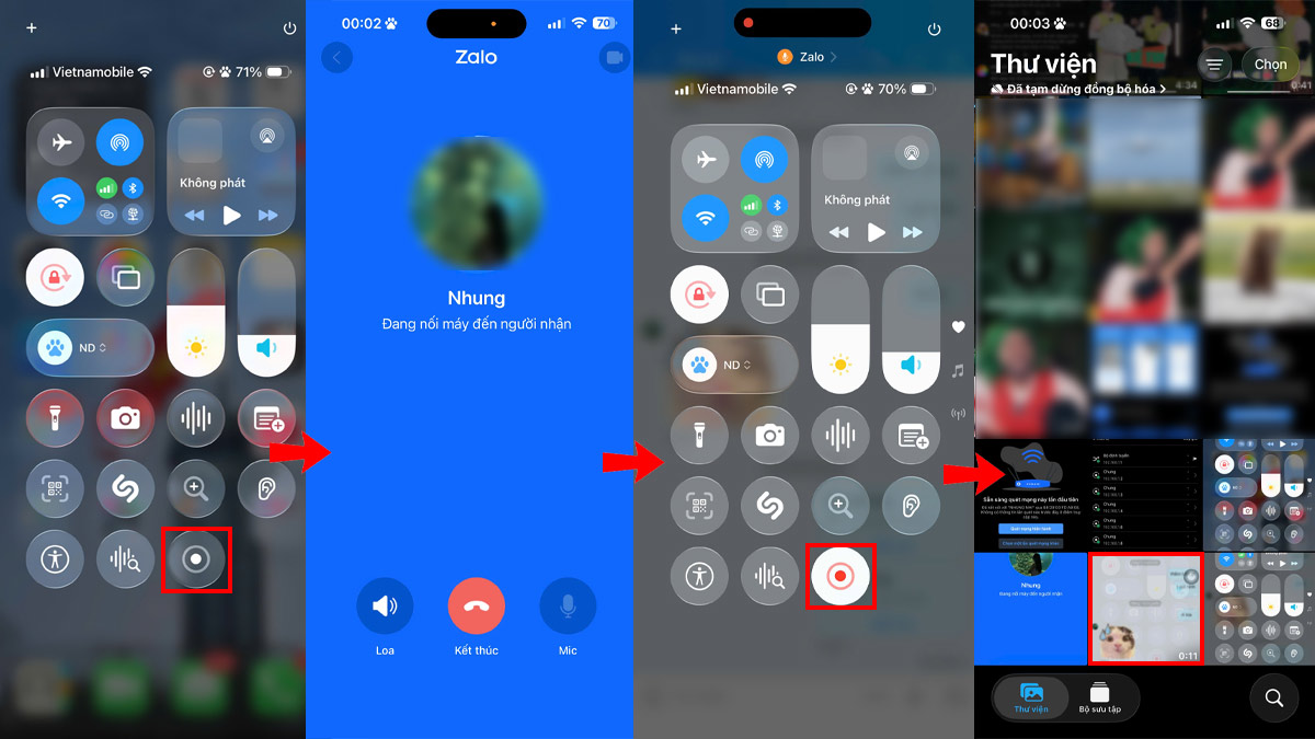 Cách ghi âm cuộc gọi Zalo trên iPhone - Ghi màn hình