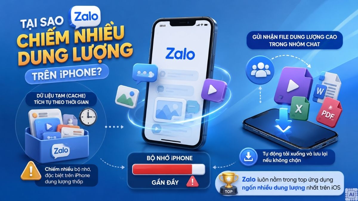 Zalo chiếm nhiều dung lượng - Cách giải phóng dung lượng Zalo trên iPhone