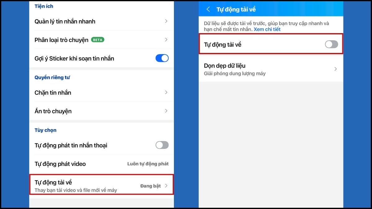 Cách giải phóng dung lượng Zalo trên iPhone - Chặn tải file bước 3