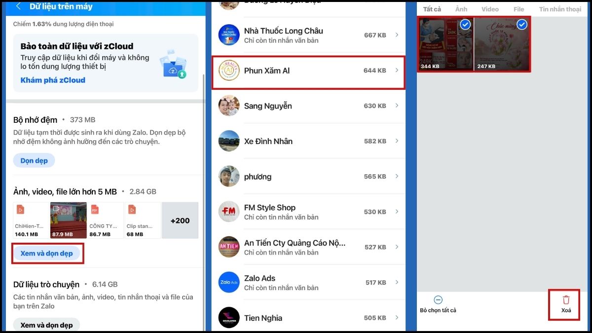 Cách giải phóng dung lượng Zalo trên iPhone - Xóa bộ nhớ đệm bước 3