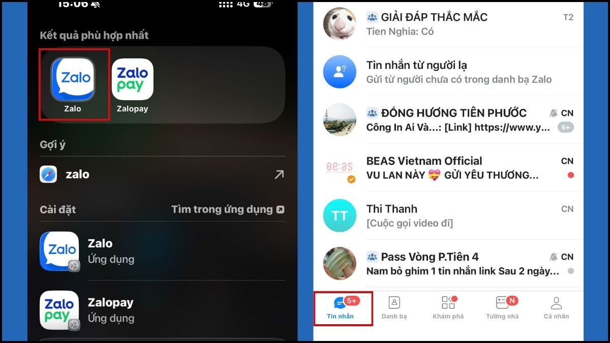 Cách giải phóng dung lượng Zalo trên iPhone - Xóa cuộc trò chuyện bước 1