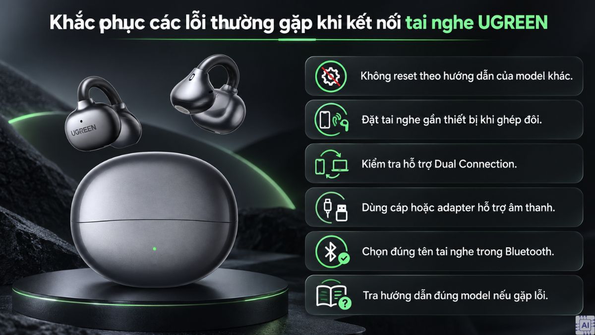 Cách kết nối tai nghe Ugreen và các lưu ý