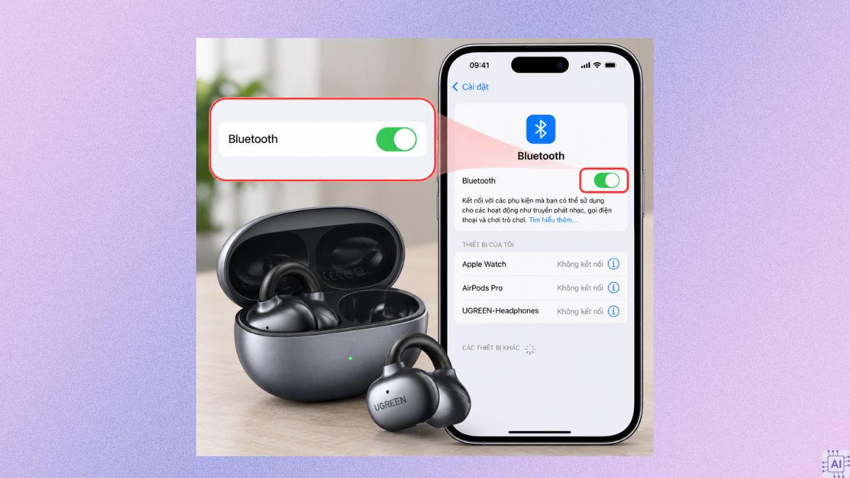 Cách kết nối tai nghe Ugreen với điện thoại bước 2